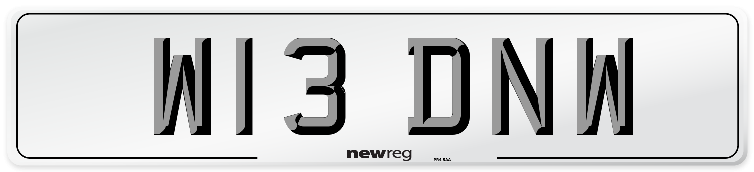 W13 DNW Number Plate from New Reg